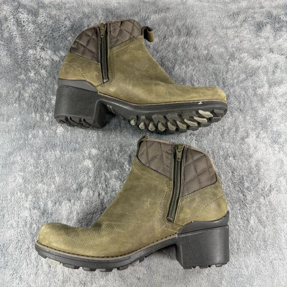 Women’s 9 Merrell Chateau II Dusty Olive Mid Boots Side‎ Zip Waterproof J45548